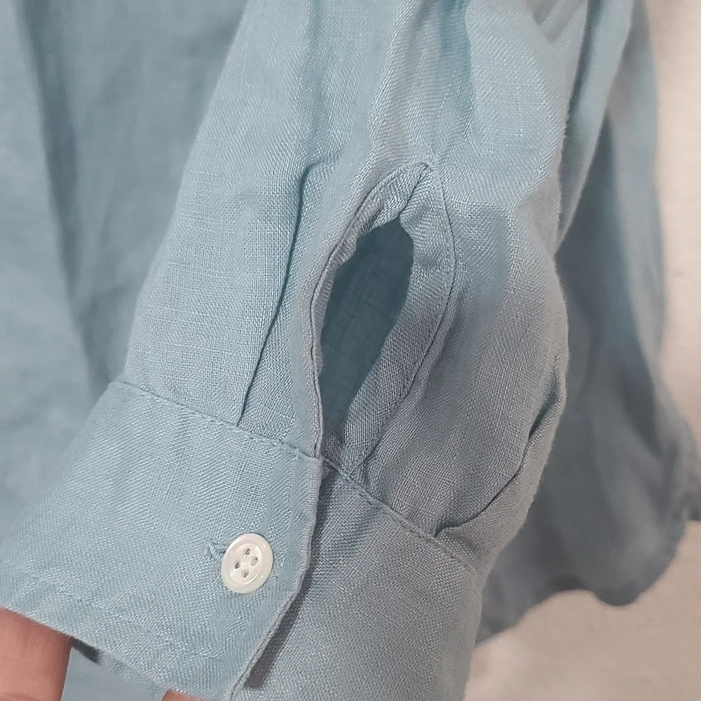 J. Jill Light Blue Linen Shirt - Picture 4 of 7